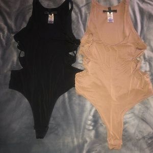 FINAL PRICE 2Pk BCBG Lace Up Side Bodysuit Size S